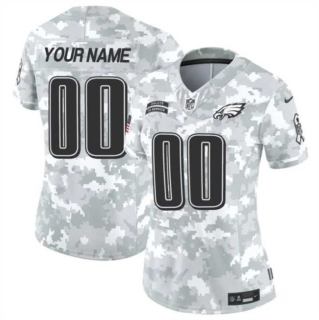 Womens Philadelphia Eagles Active Player Custom 2024 F.U.S.E Arctic Camo Salute To Service Limited Stitched Jersey(Run Small)->customized nfl jersey->Custom Jersey